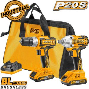 INGCO ΣΕΤ ΔΡΑΠΑΝΟΚΑΤΣΑΒΙΔΟ & ΜΠΟΥΛΟΝΟΚΛΕΙΔΟ ΜΠΑΤΑΡΙΑΣ 20V Li-Ion